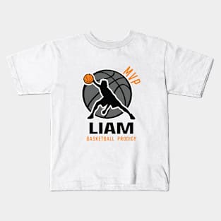 Liam MVP Custom Player Basketball Prodigy Your Name Kids T-Shirt